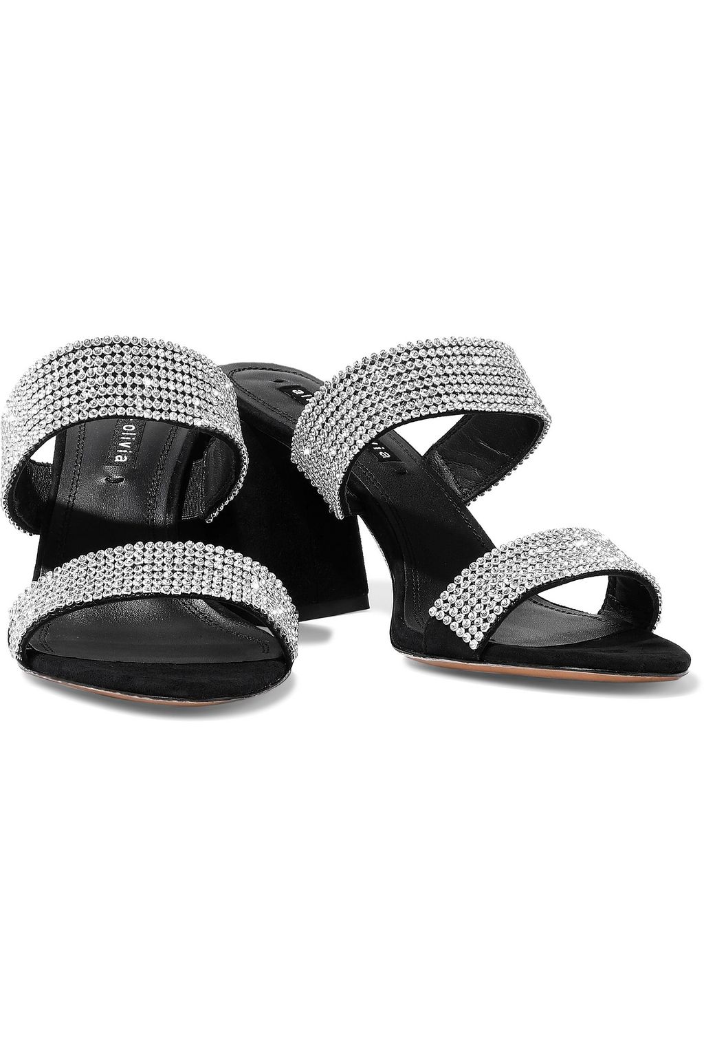 ALICE + OLIVIA Laleah crystal-embellished suede mules