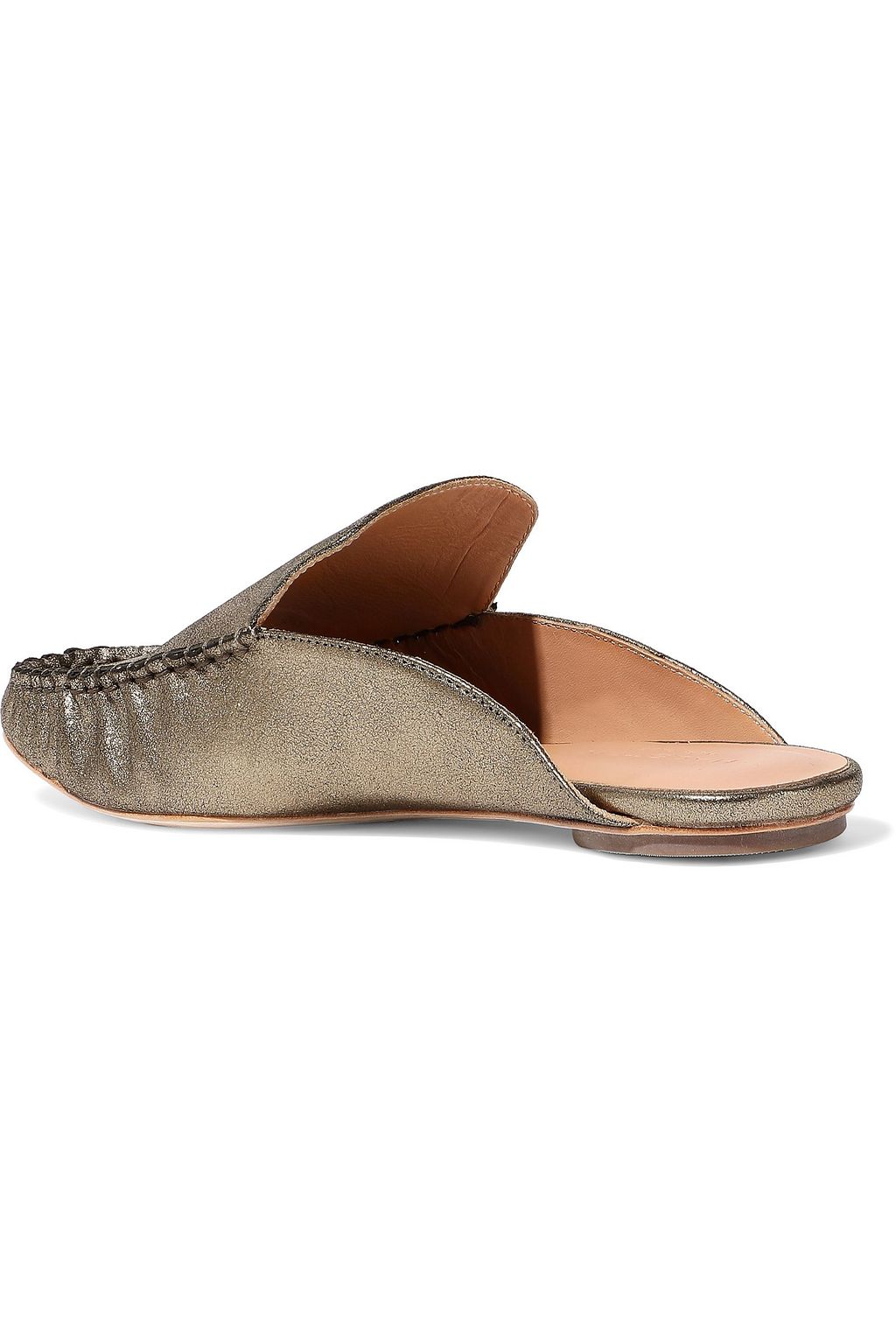 HALSTON Fern metallic leather slippers