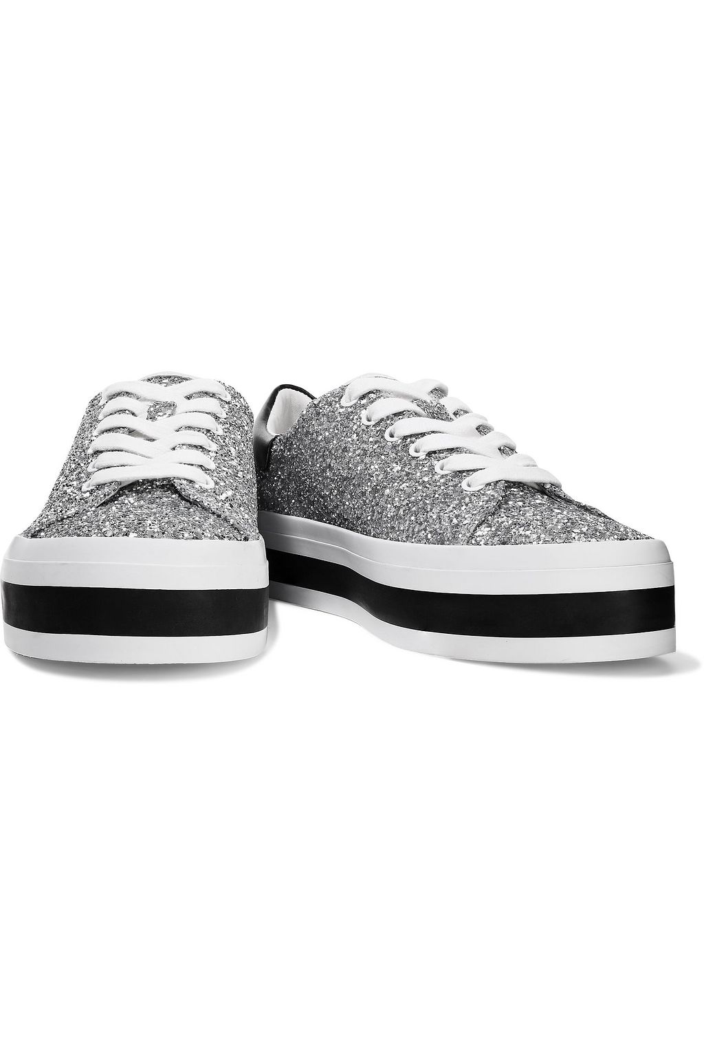 ALICE + OLIVIA Ezra glittered canvas platform sneakers