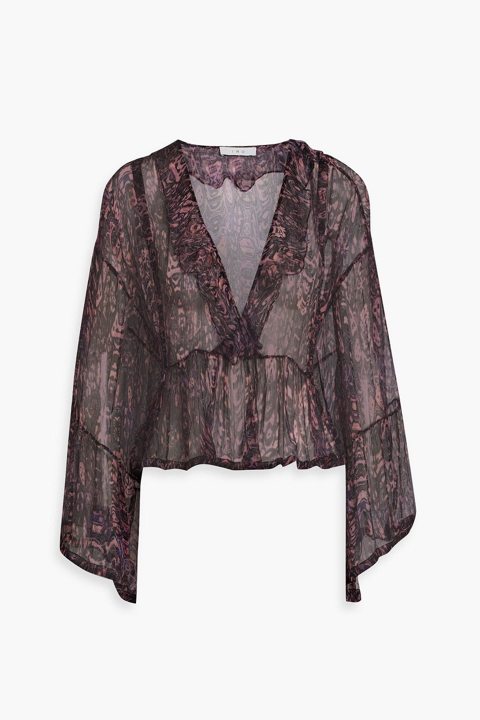 Iro Ruffled Printed Crepon Blouse In Multi