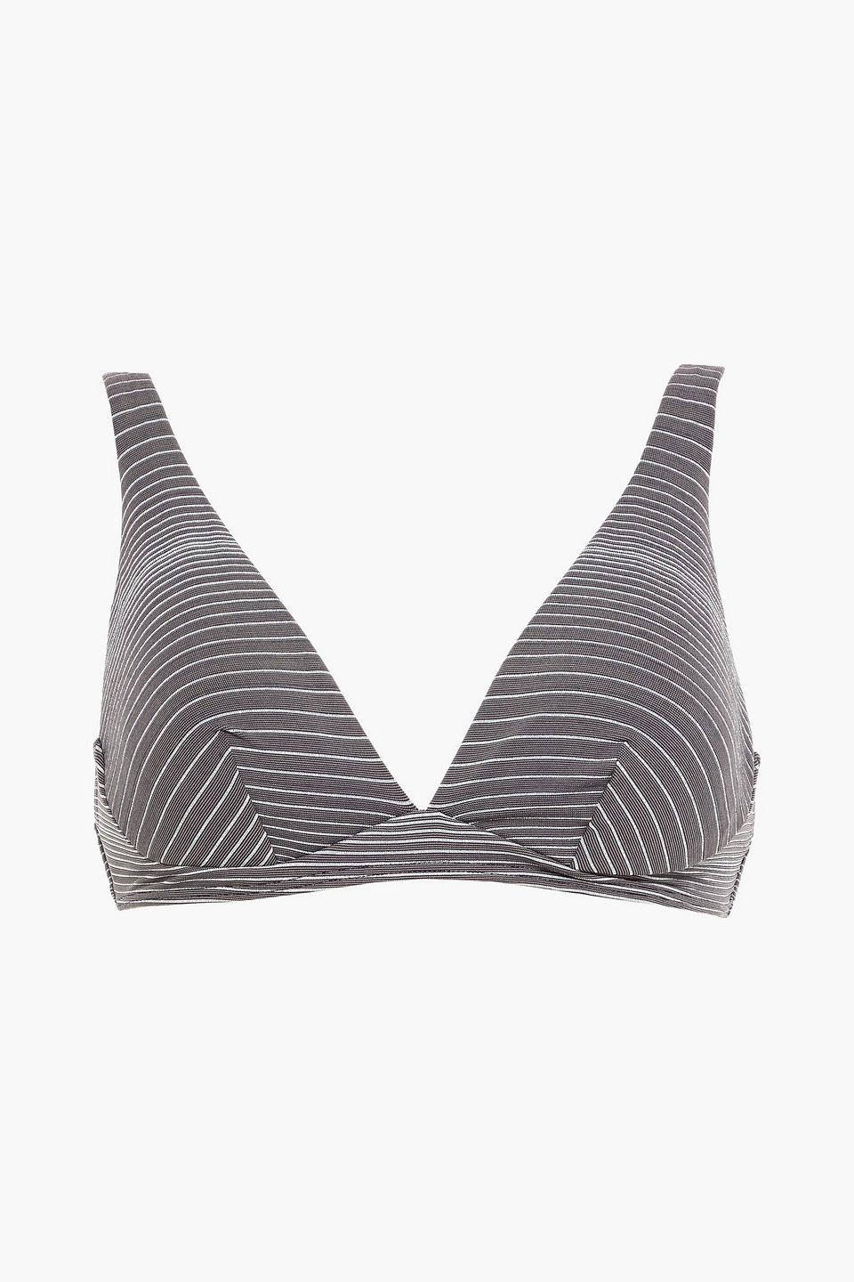 Jets Australia By Jessika Allen Woman Striped Metallic Bikini Top Anthracite Size 8