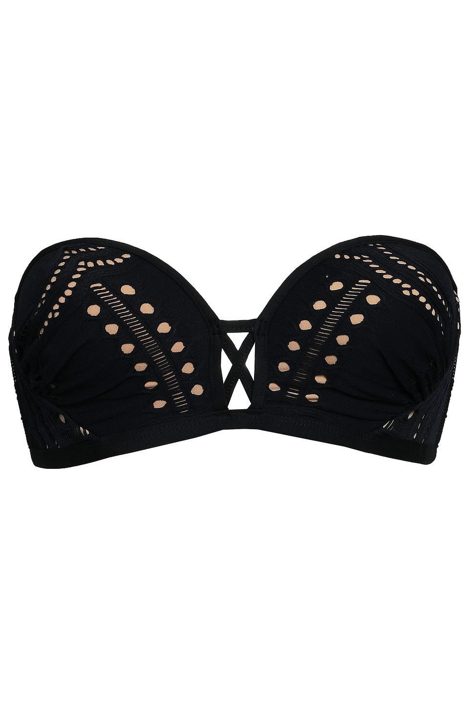 Jets Australia By Jessika Allen Woman Impressions Laser-cut Bandeau Bikini Top Black Size 8