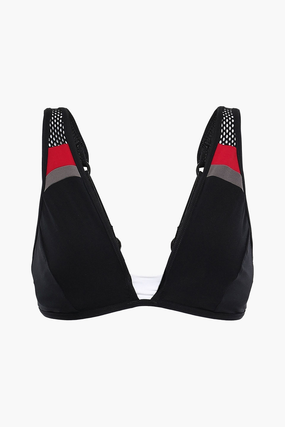 Jets Australia By Jessika Allen Woman Ultraluxe Mesh-trimmed Color-block Bikini Top Black Size 10