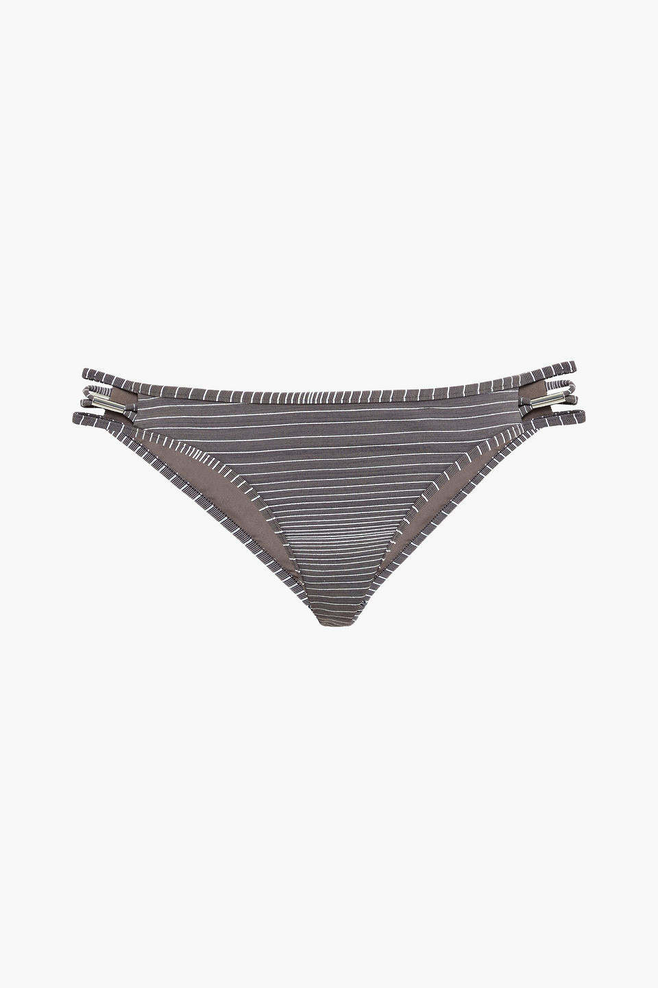 Jets Australia By Jessika Allen Woman Illusions Cutout Striped Low-rise Bikini Briefs Dark Gray Size 14