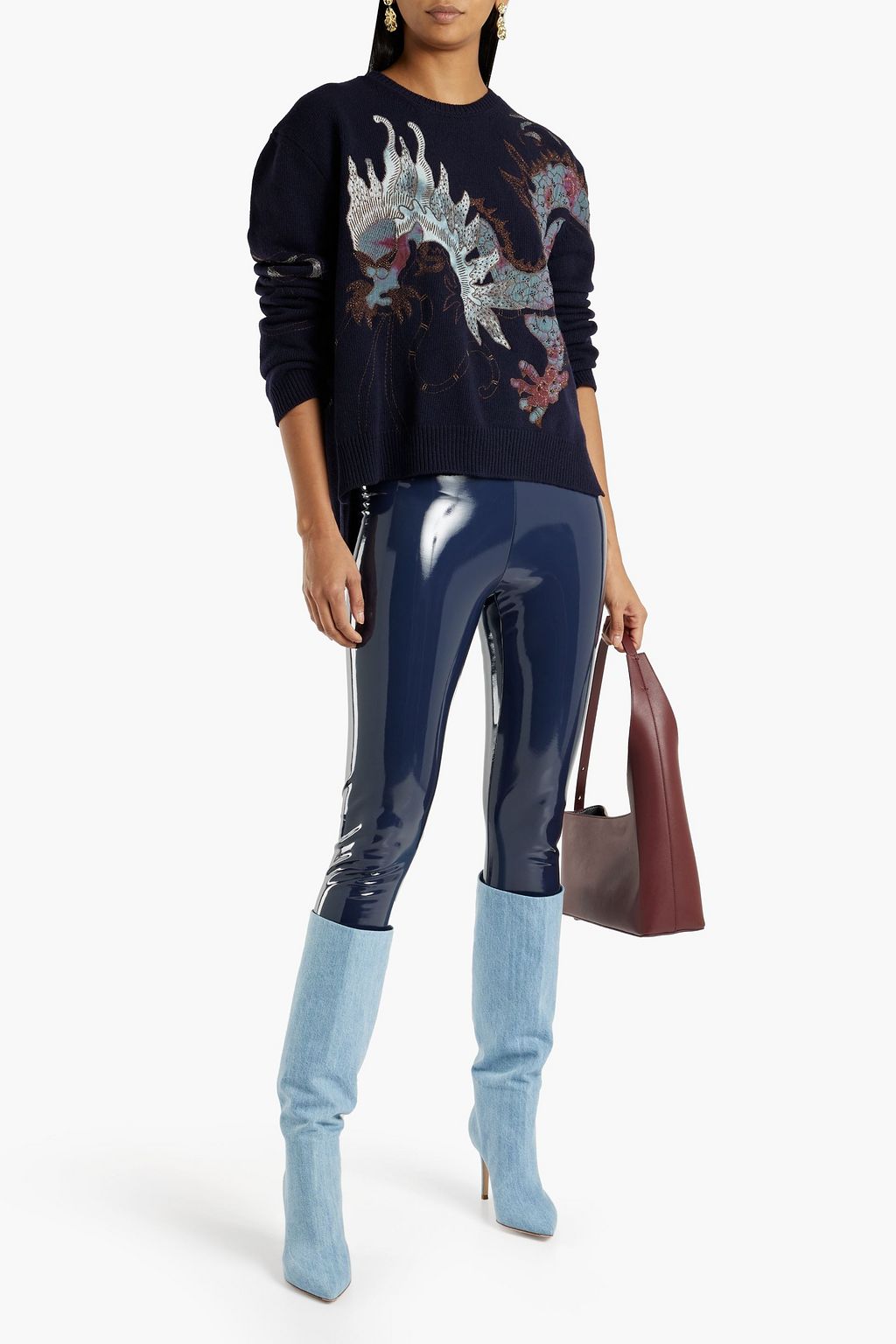 VALENTINO GARAVANI Embellished wool and cashmere-blend sweater