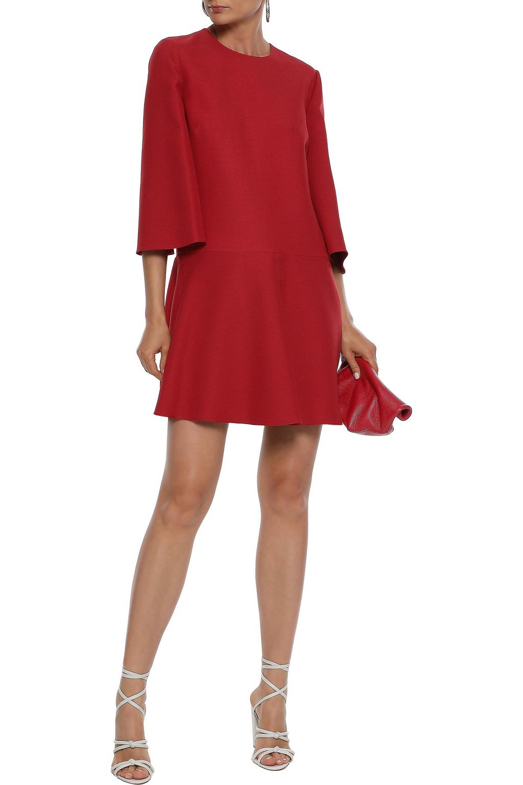 VALENTINO GARAVANI Fluted wool and silk-blend mini dress