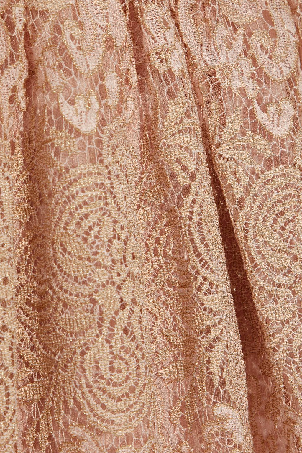 VALENTINO GARAVANI Metallic lace midi skirt