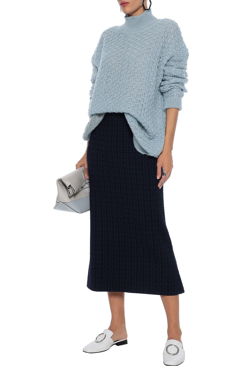 JIL SANDER Wool-blend cloqué midi skirt