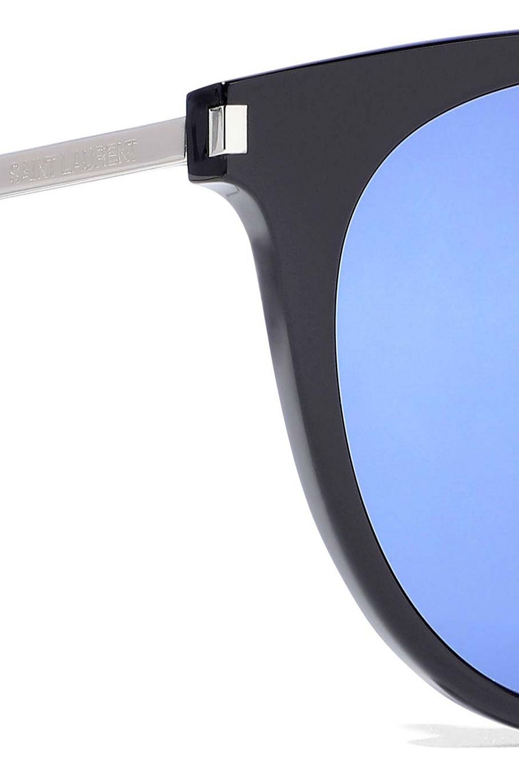 SAINT LAURENT 25/K round-frame acetate and silver-tone mirrored sunglasses