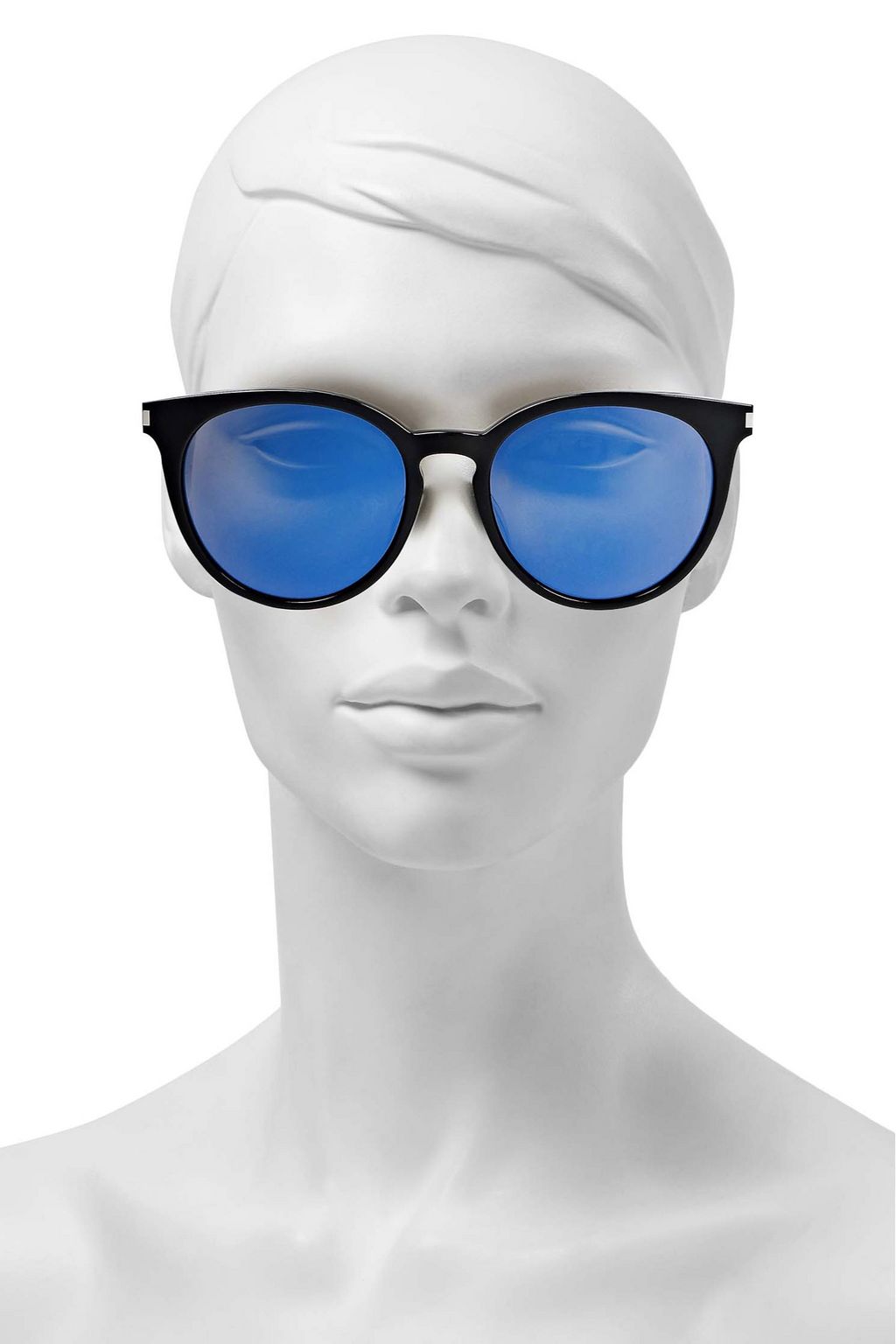 SAINT LAURENT 25/K round-frame acetate and silver-tone mirrored sunglasses