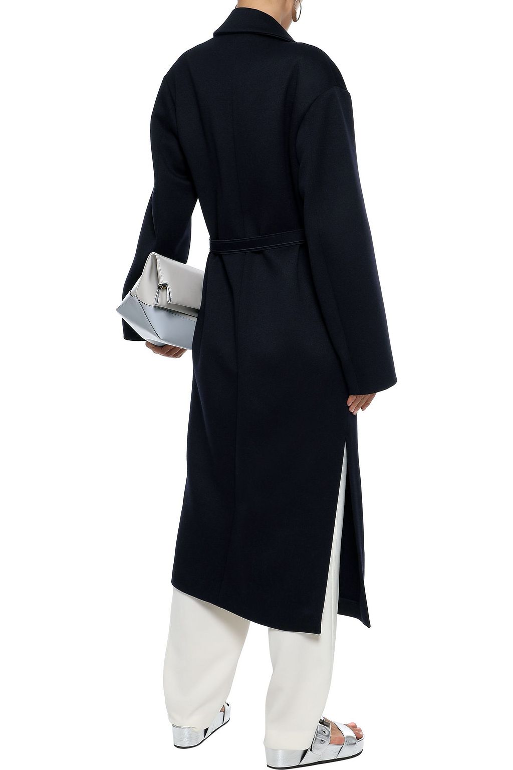 JIL SANDER Brushed wool-blend twill wrap coat