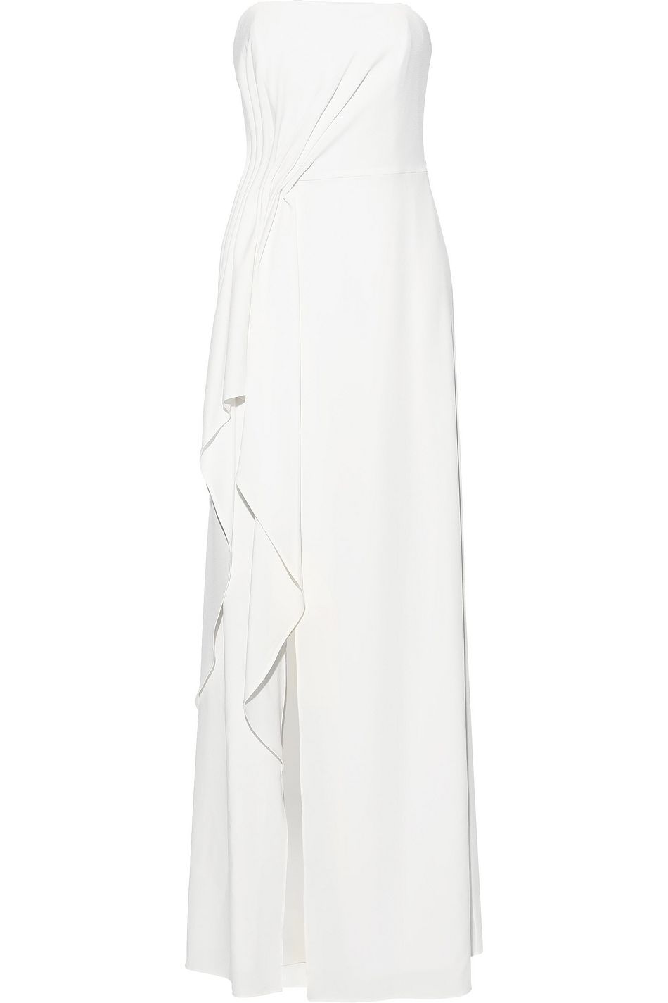 halston heritage strapless draped crepe gown