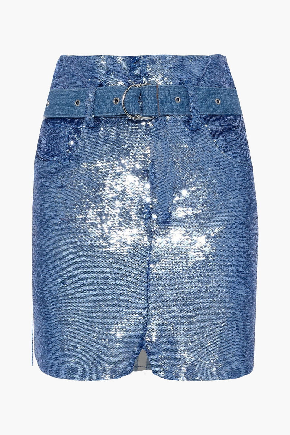 Natou belted sequined woven mini skirt
