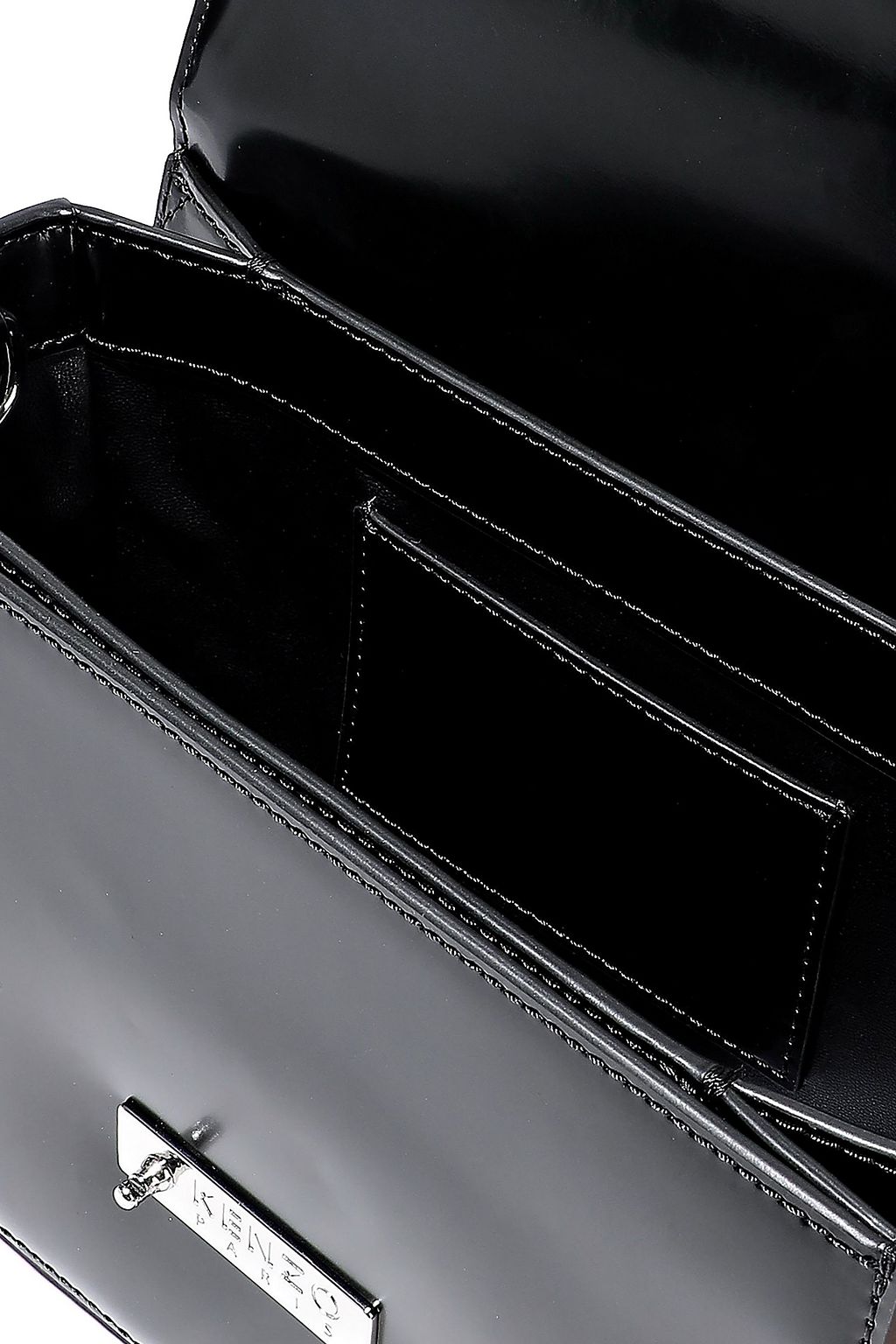 KENZO K logo-embellished glossed-leather shoulder bag