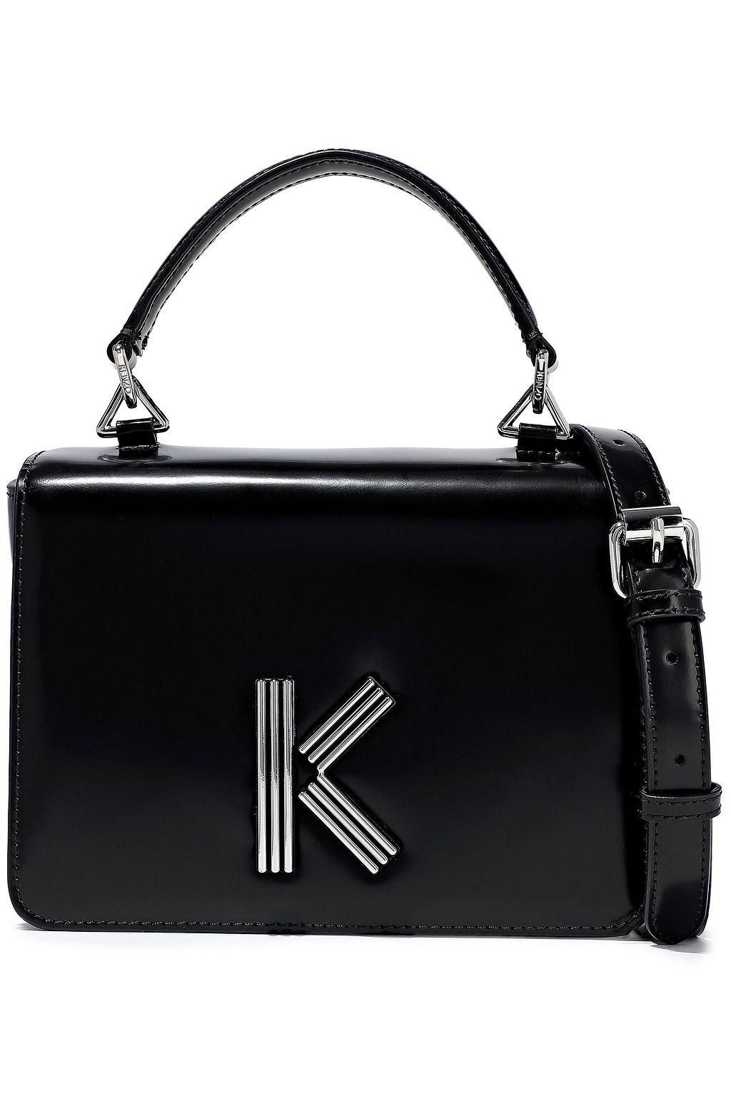 KENZO K logo-embellished glossed-leather shoulder bag