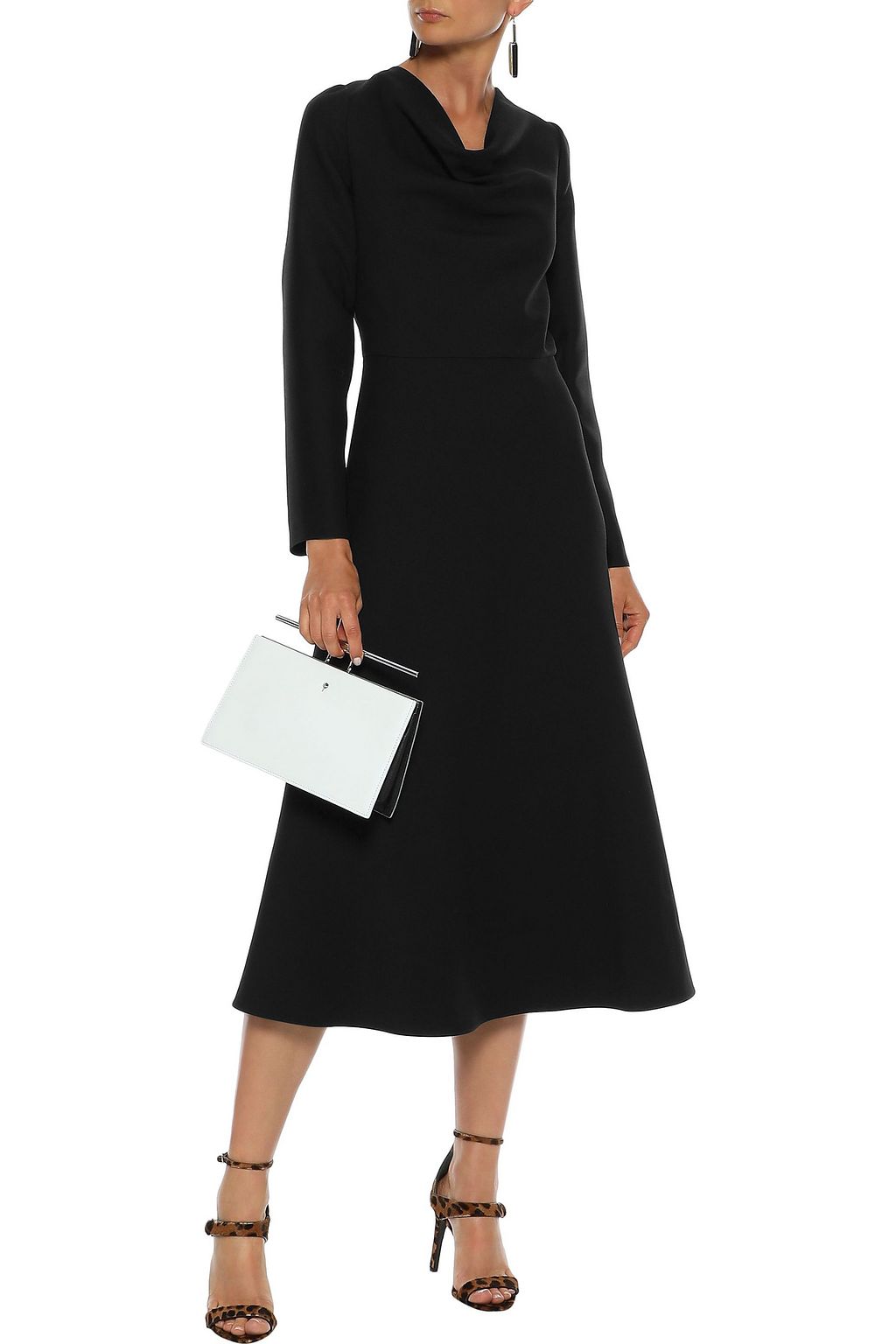 VALENTINO GARAVANI Fluted wool and silk-blend crepe midi dress
