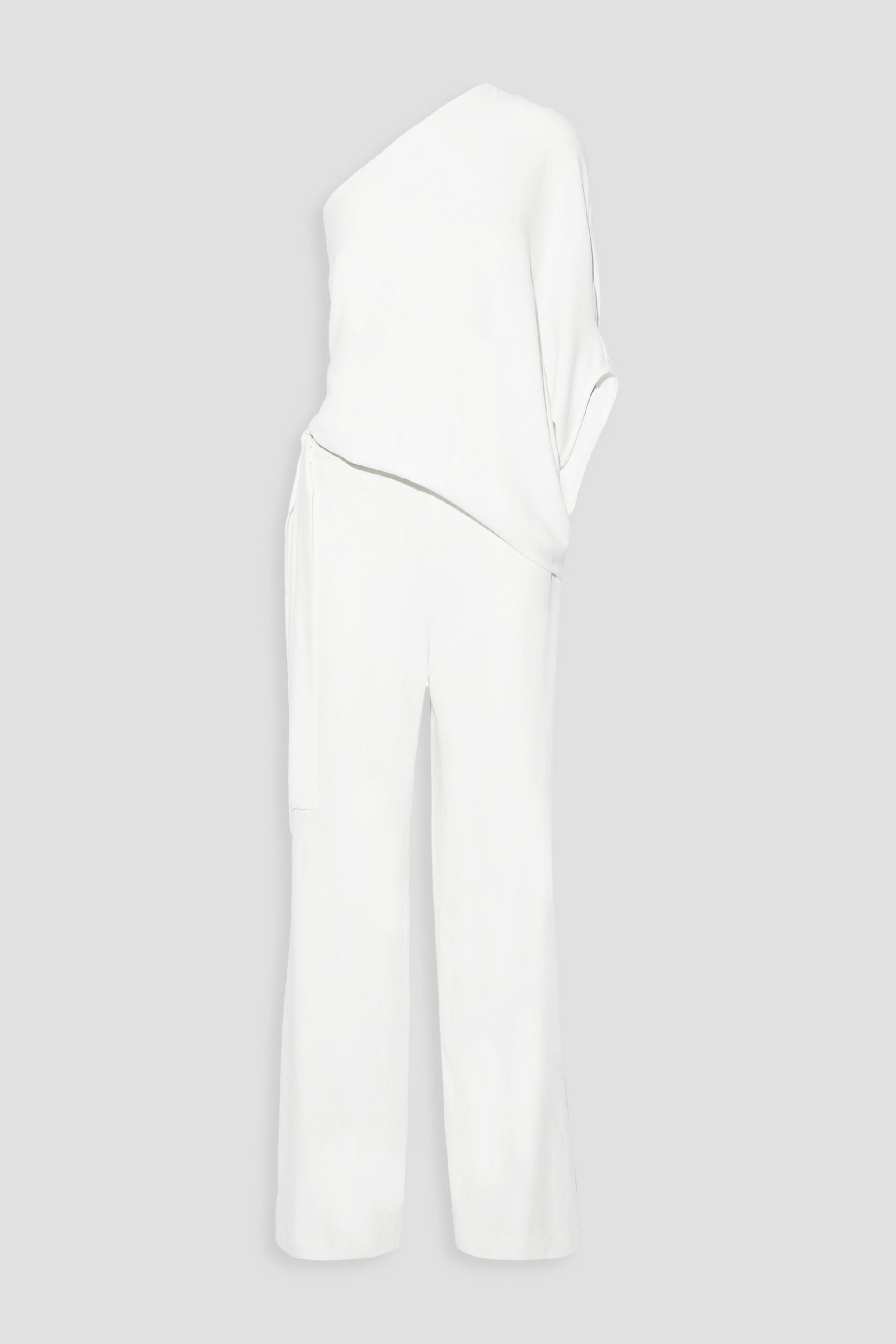 HALSTON One-shoulder draped stretch-crepe jumpsuit thumbnail
