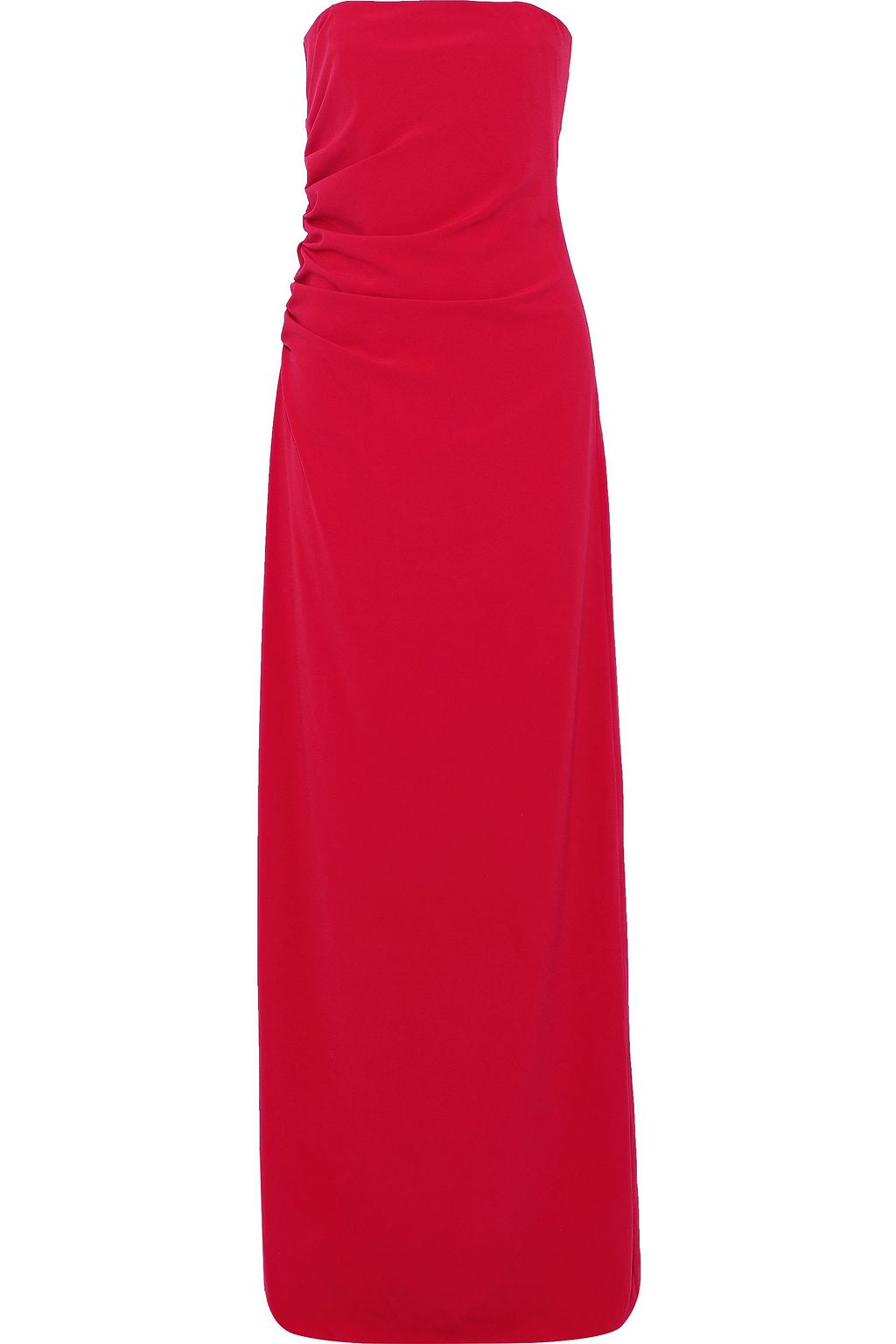 halston heritage strapless draped crepe gown