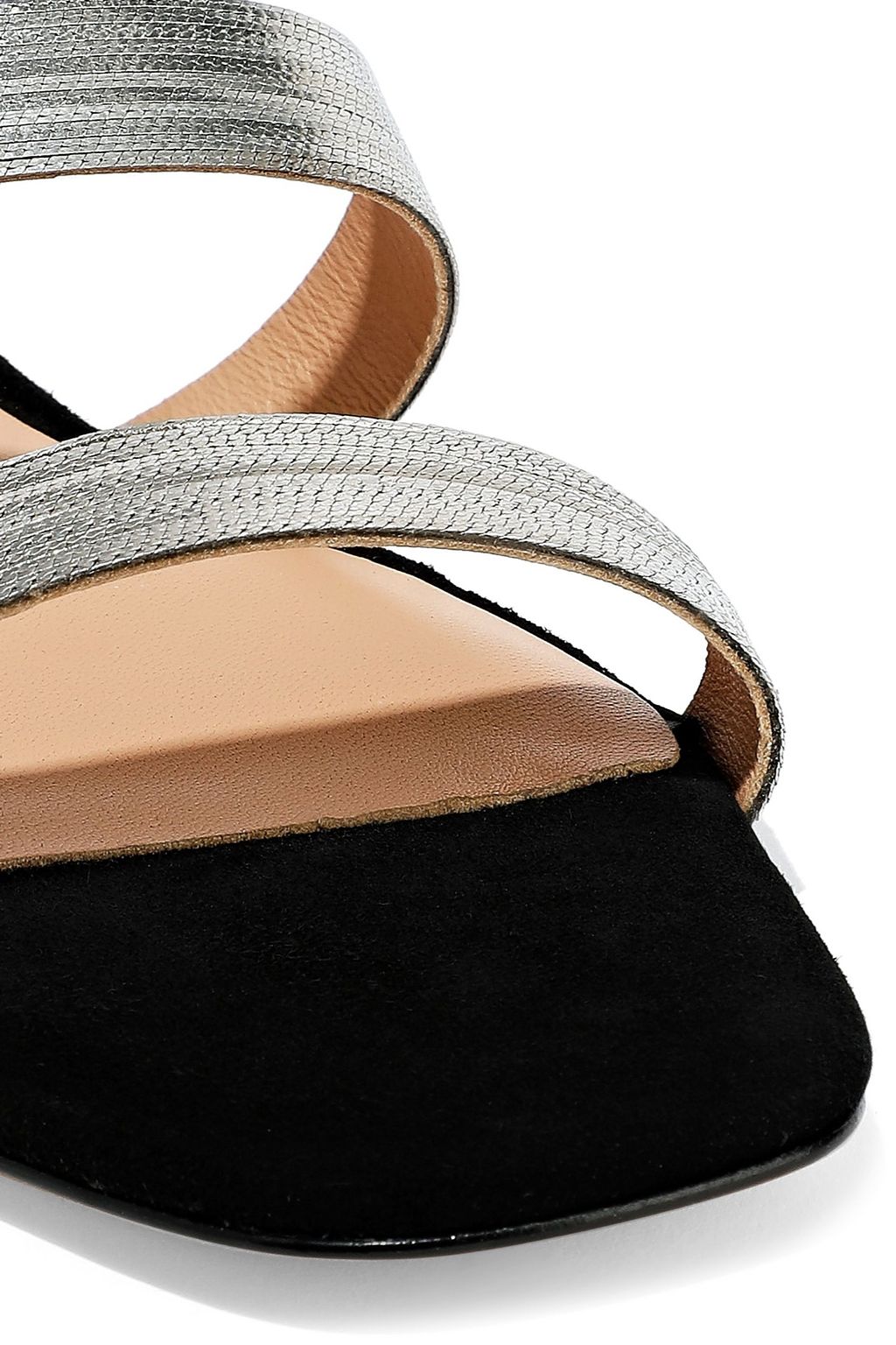 HALSTON Becca chain-embellished suede slides