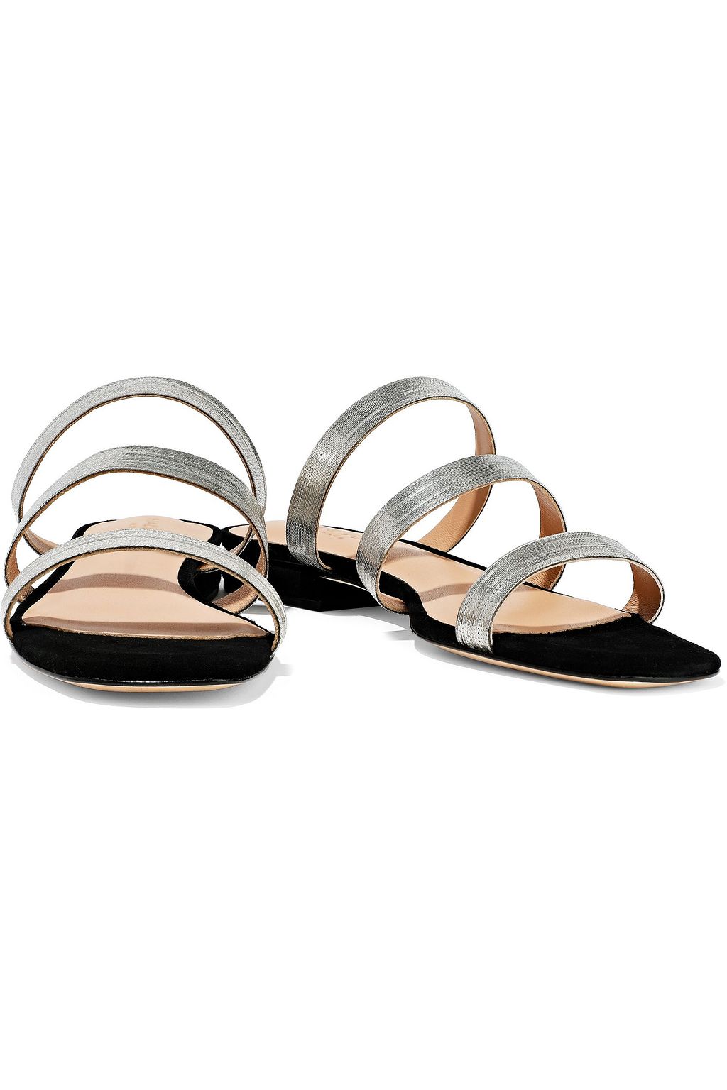 HALSTON Becca chain-embellished suede slides