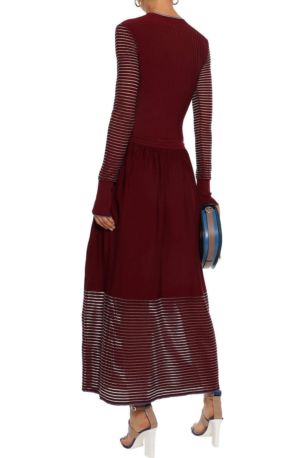 ROKSANDA Open knit-trimmed ribbed-knit  midi dress