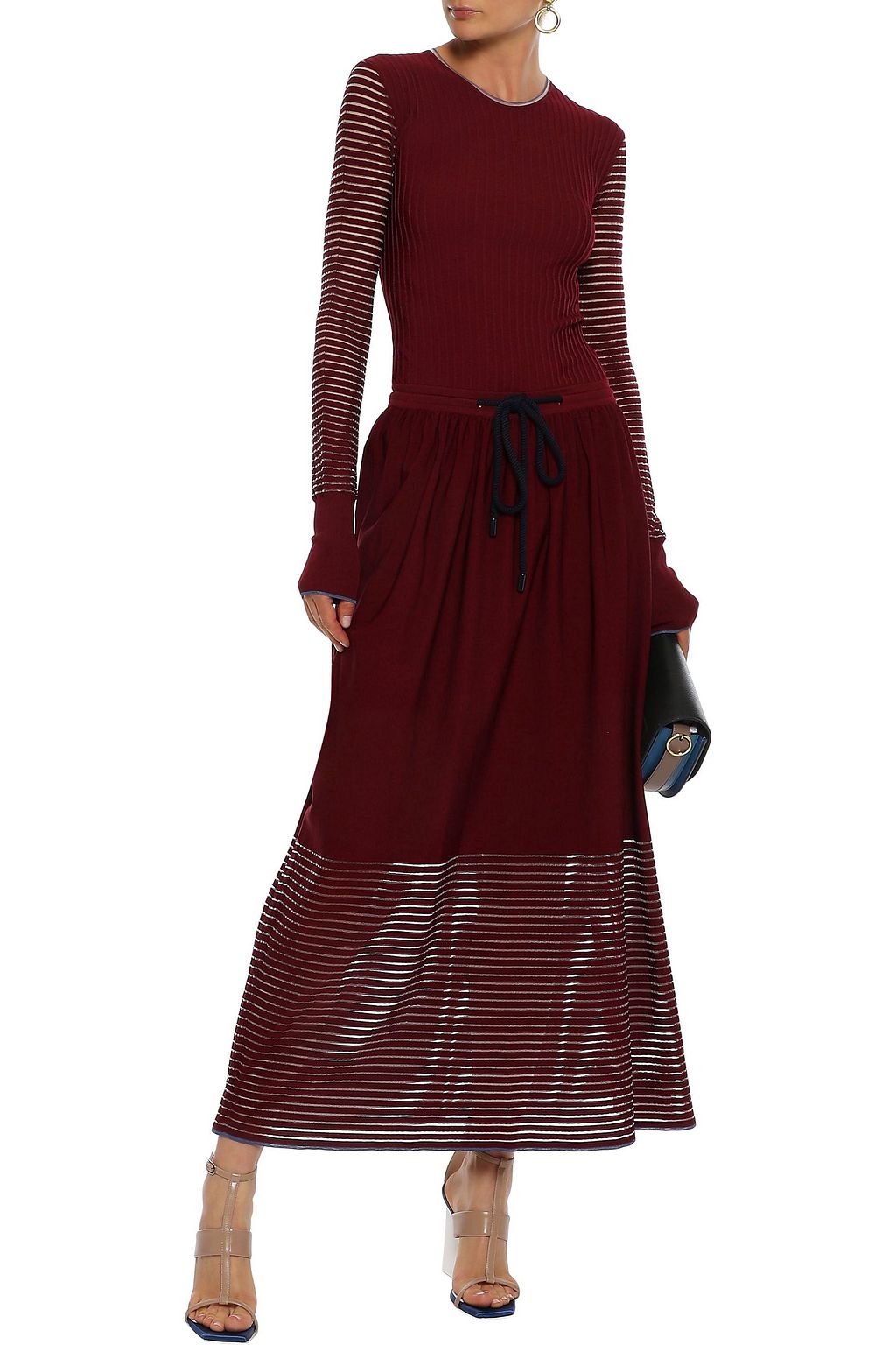 ROKSANDA Open knit-trimmed ribbed-knit  midi dress