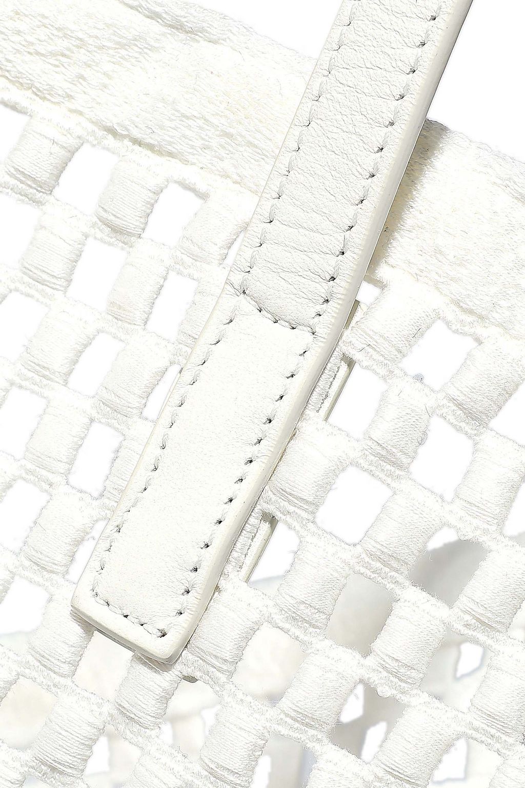 JIL SANDER Leather-trimmed crocheted tote