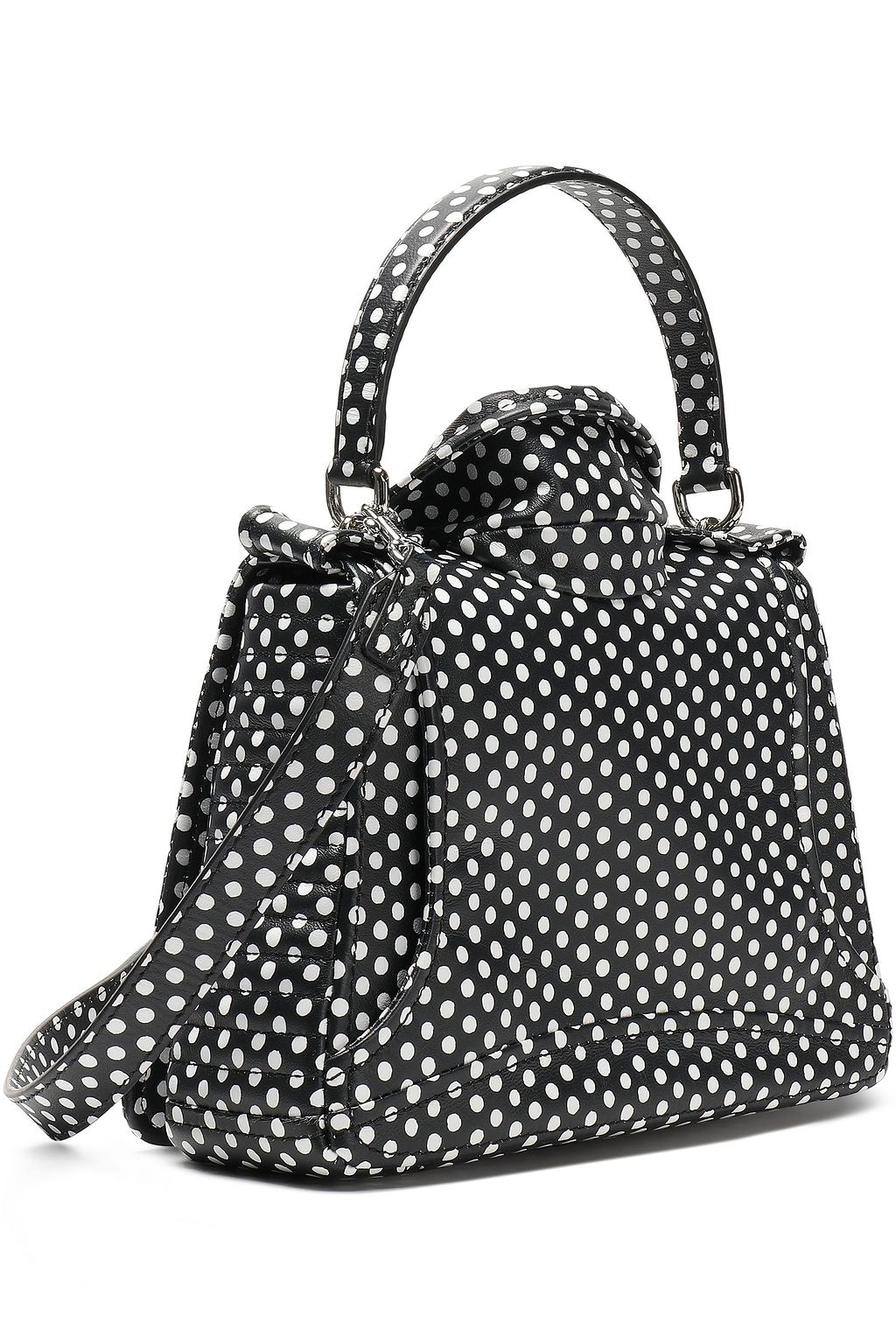 MOSCHINO Zip-detailed polka-dot leather shoulder bag