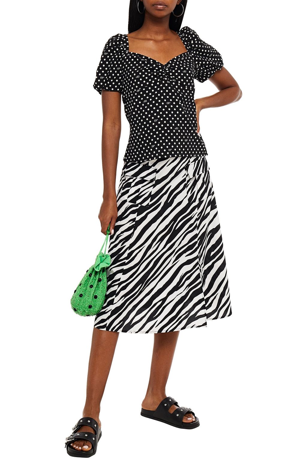 BAUM UND PFERDGARTEN Myliah gathered polka-dot jacquard top