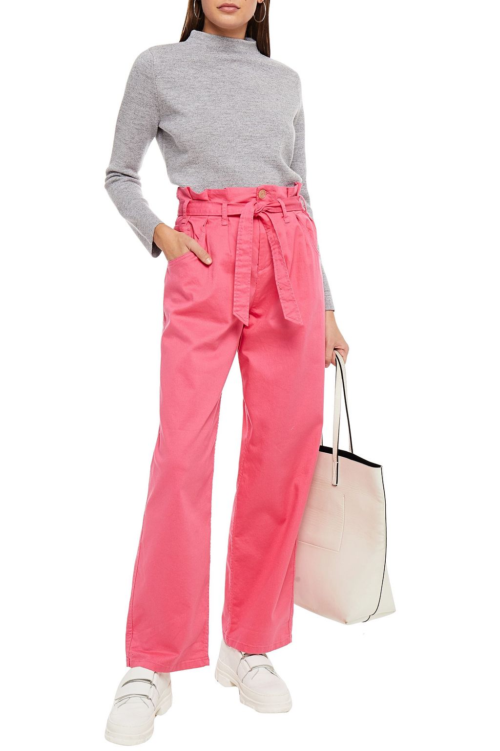 BAUM UND PFERDGARTEN Nysha belted cotton-blend wide-leg pants