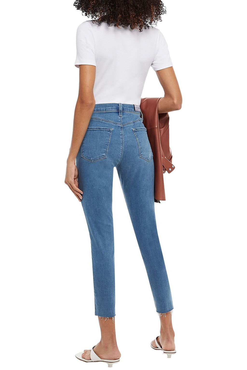 J BRAND Cropped faded high-rise skinny-leg jeans
