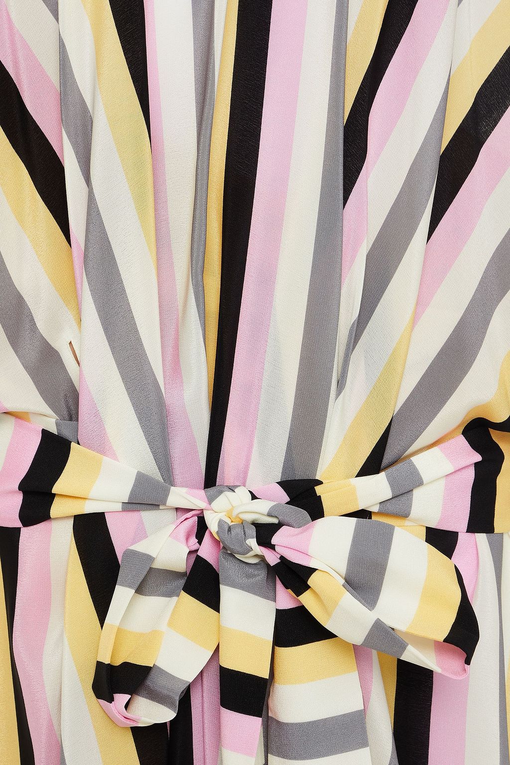 OSCAR DE LA RENTA Belted striped silk crepe de chine kaftan