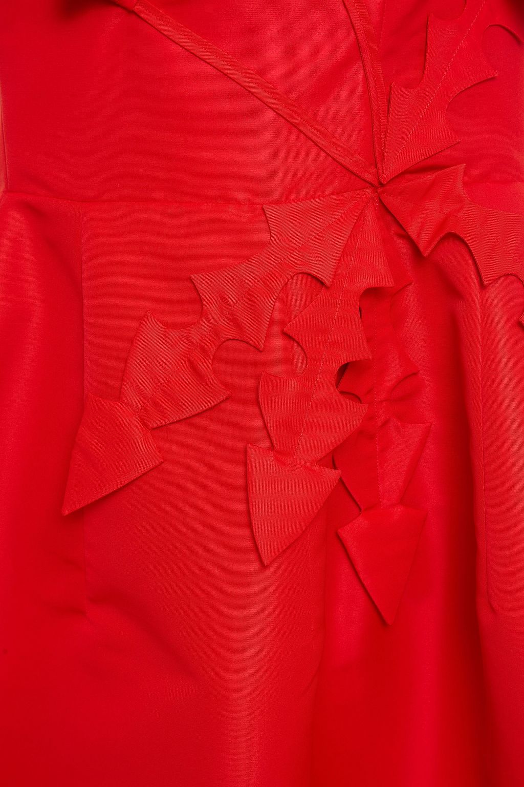 OSCAR DE LA RENTA Flared strapless appliquéd taffeta dress