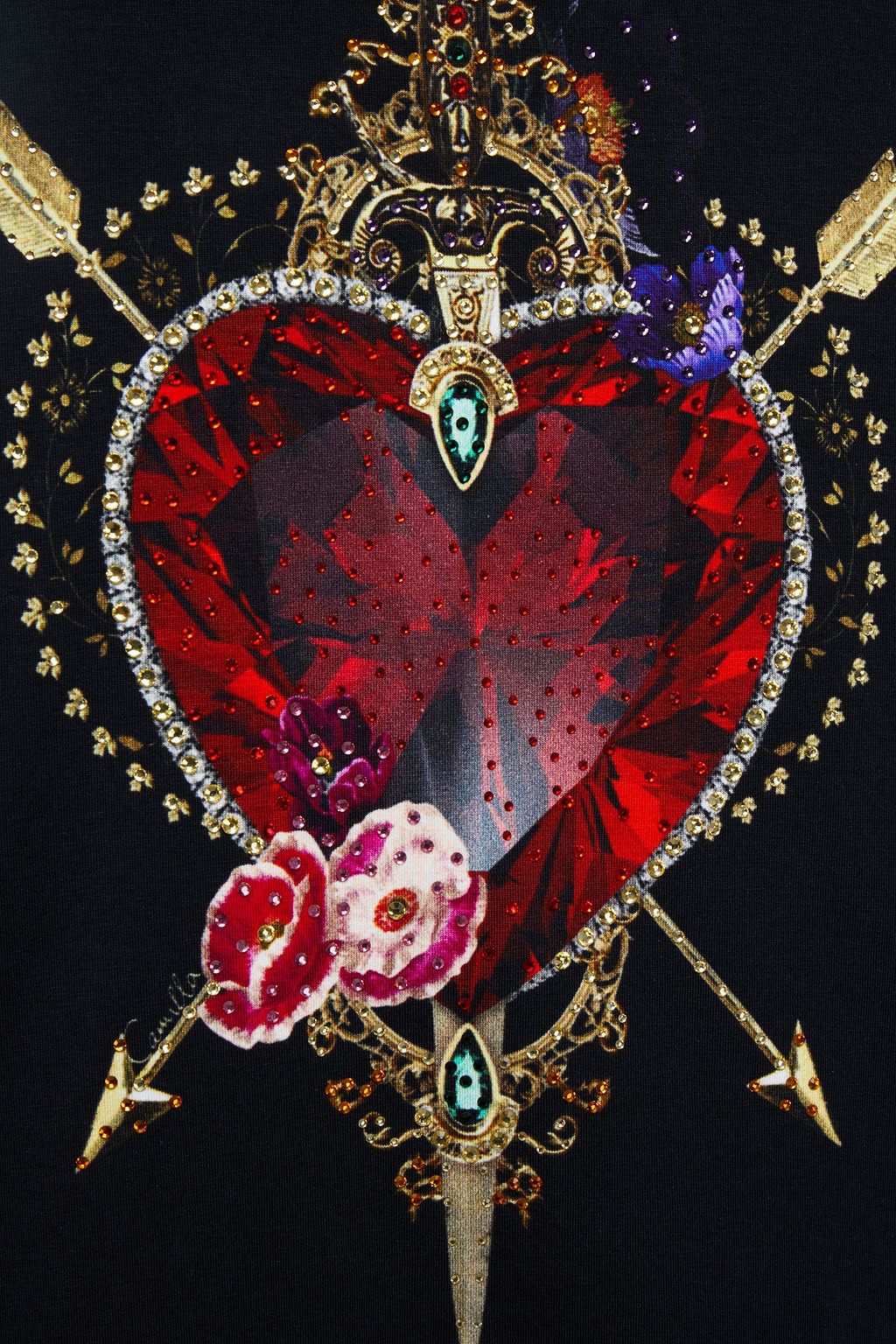 CAMILLA Crystal-embellished printed Pima cotton-blend T-shirt
