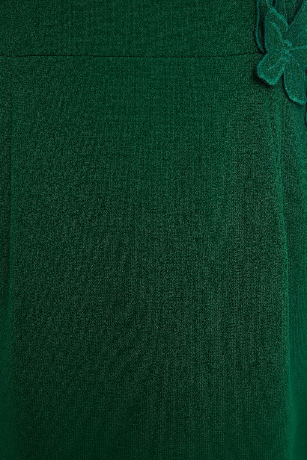 OSCAR DE LA RENTA Floral-appliquéd tulle-paneled wool-blend crepe dress