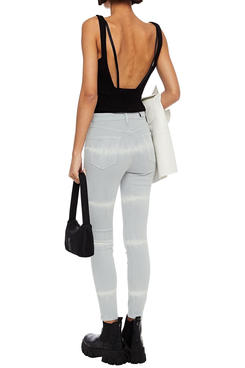 J BRAND Coated printed high-rise skinny jeans