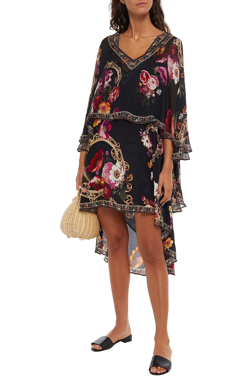 CAMILLA Convertible embellished floral-print silk dress