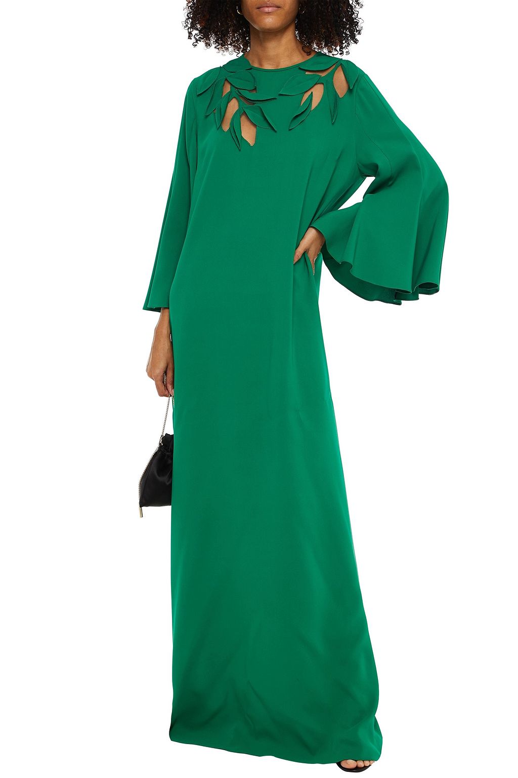 OSCAR DE LA RENTA チュールトリム カットアウト ストレッチシルク ロングドレス