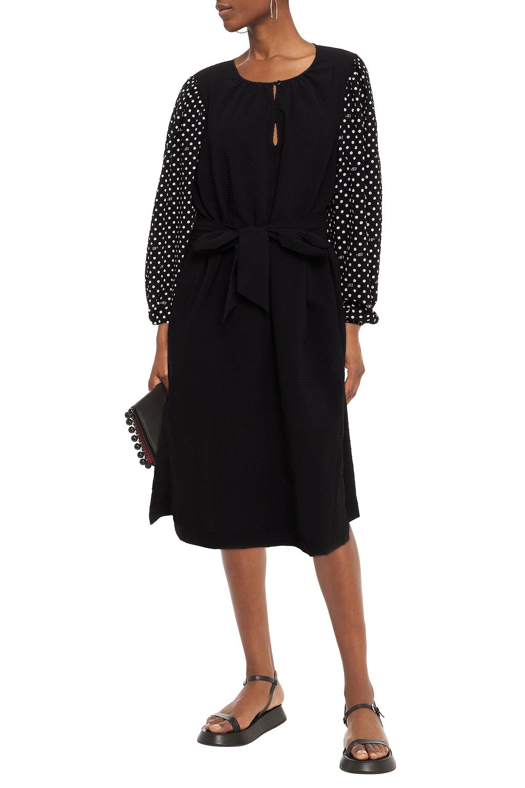 BAUM UND PFERDGARTEN Amadorah belted paneled jacquard midi dress