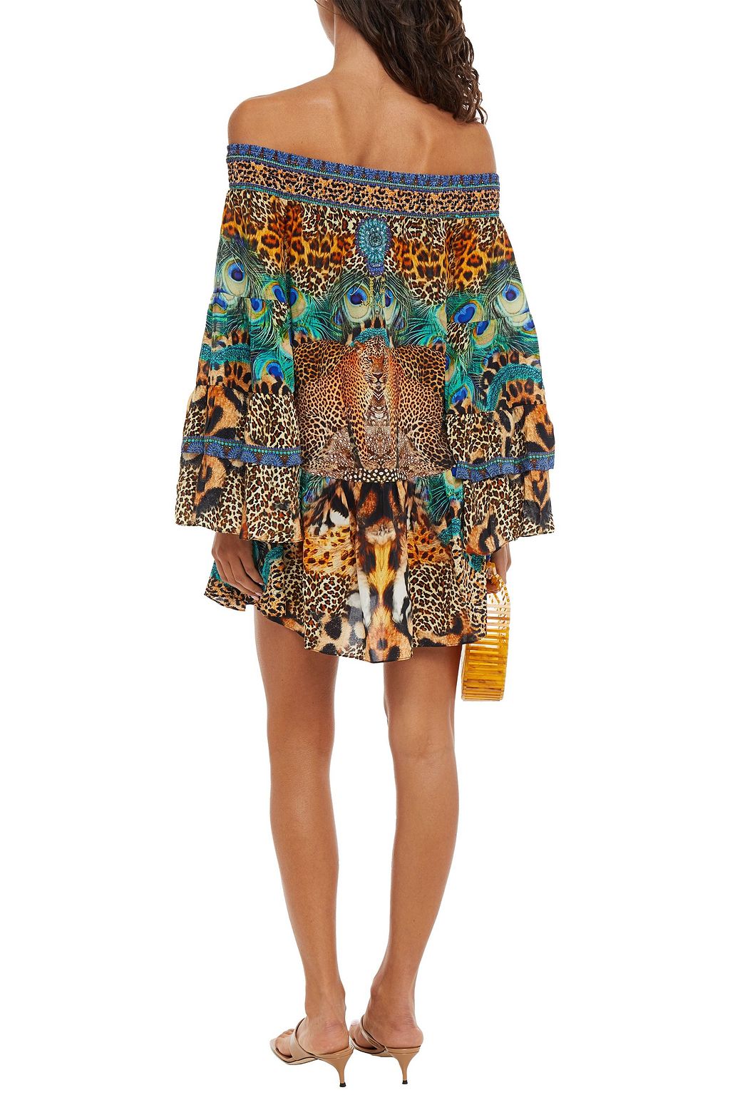CAMILLA Mother Xanadu off-the-shoulder embellished printed silk mini dress