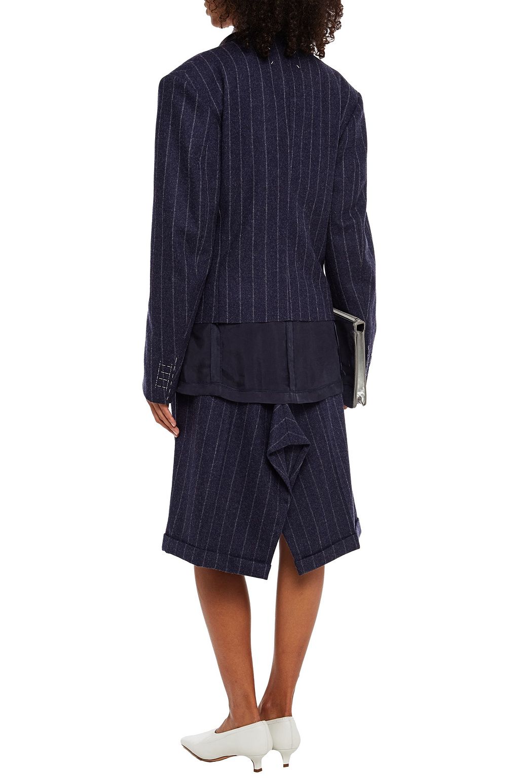 MAISON MARGIELA Doppelreihiger Blazer aus gebürsteter Wolle mit Nadelstreifen