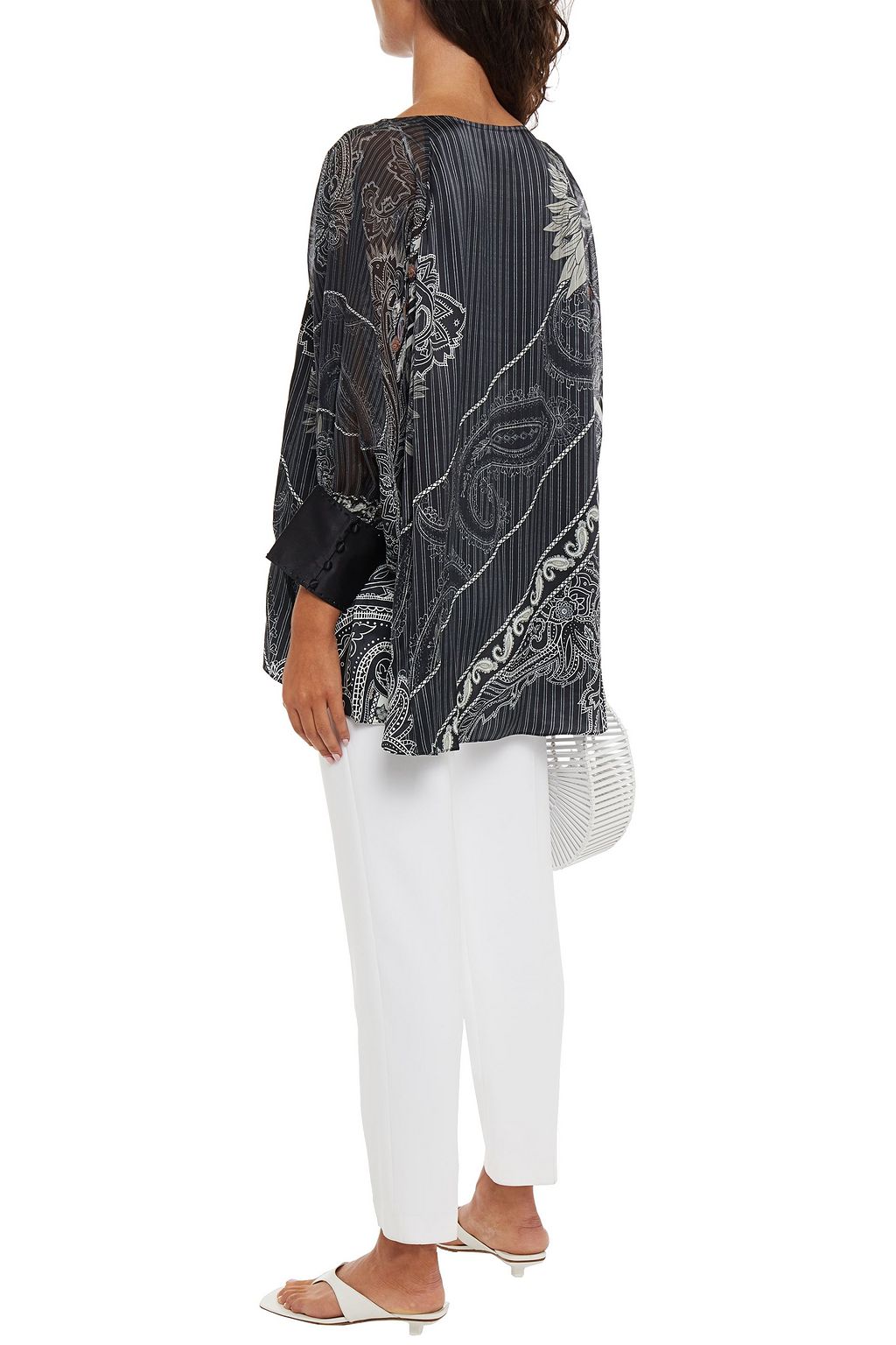 CAMILLA Tale Of The Fire Bird embellished printed silk-satin and chiffon top