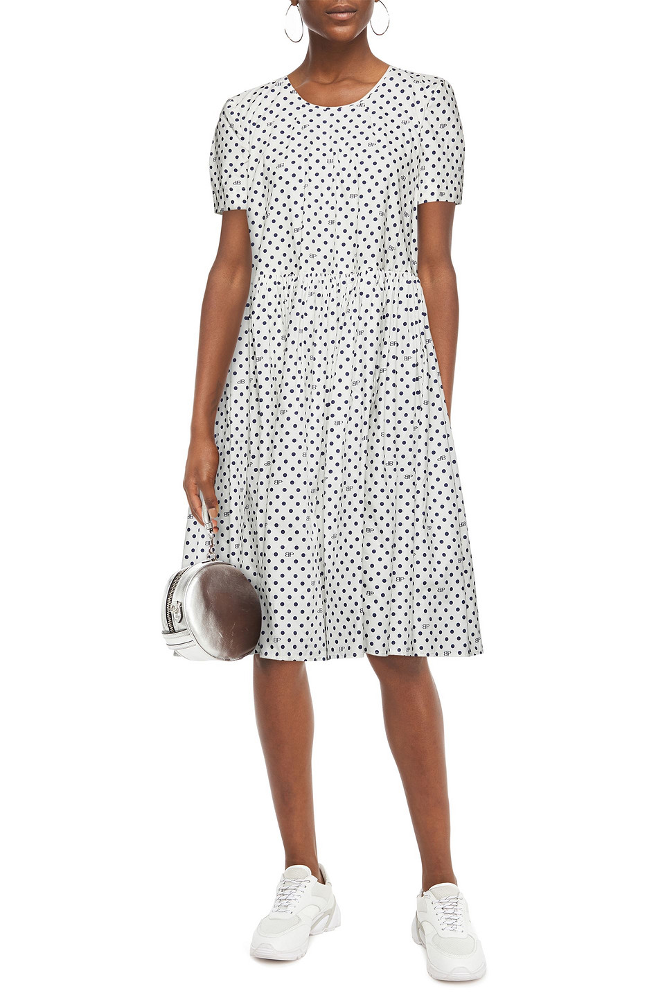 Baum Und Pferdgarten Ariola Gathered Polka-dot Cotton-poplin Dress In White