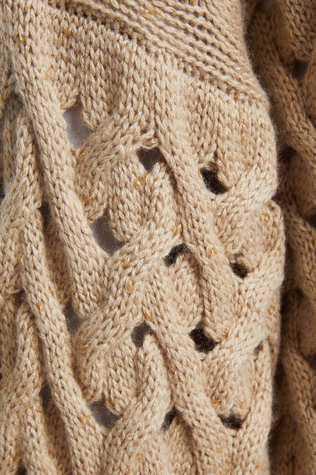 BRUNELLO CUCINELLI Embellished cable-knit cashmere and silk-blend sweater