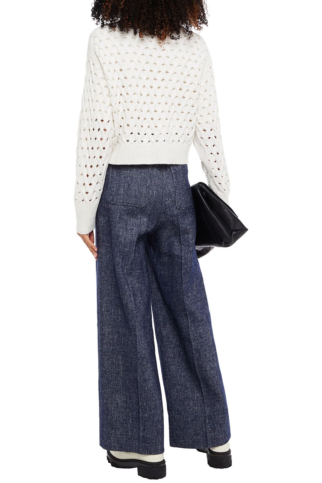 BRUNELLO CUCINELLI Cropped embellished cable-knit cashmere and silk-blend turtleneck sweater
