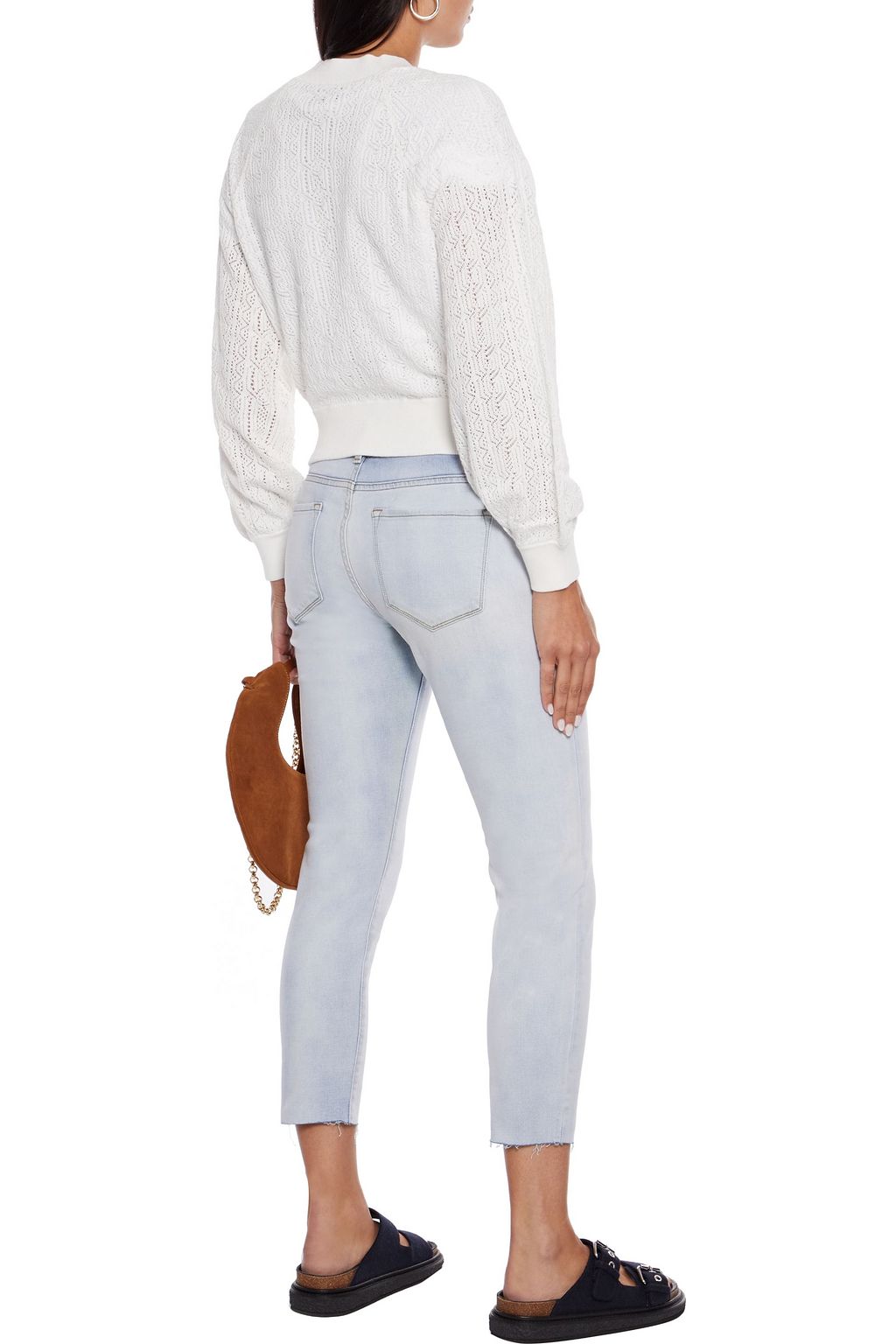 FRAME Le Garçon cropped frayed mid-rise skinny jeans