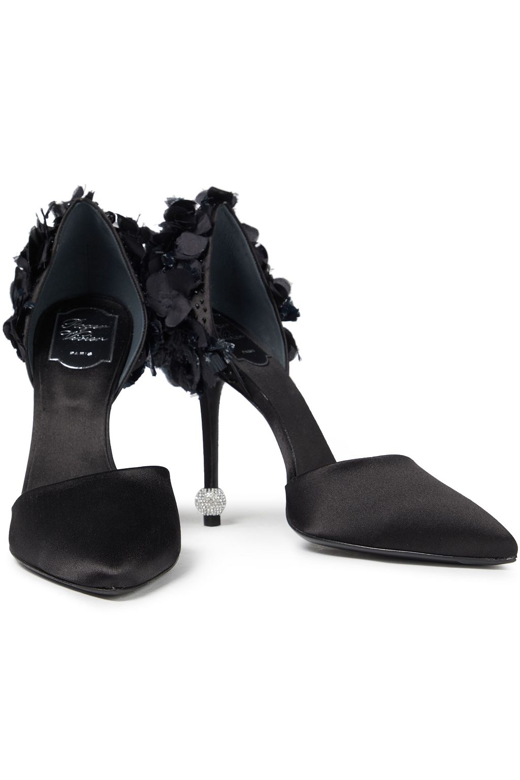 ROGER VIVIER Marlene Petals floral-appliquéd satin pumps