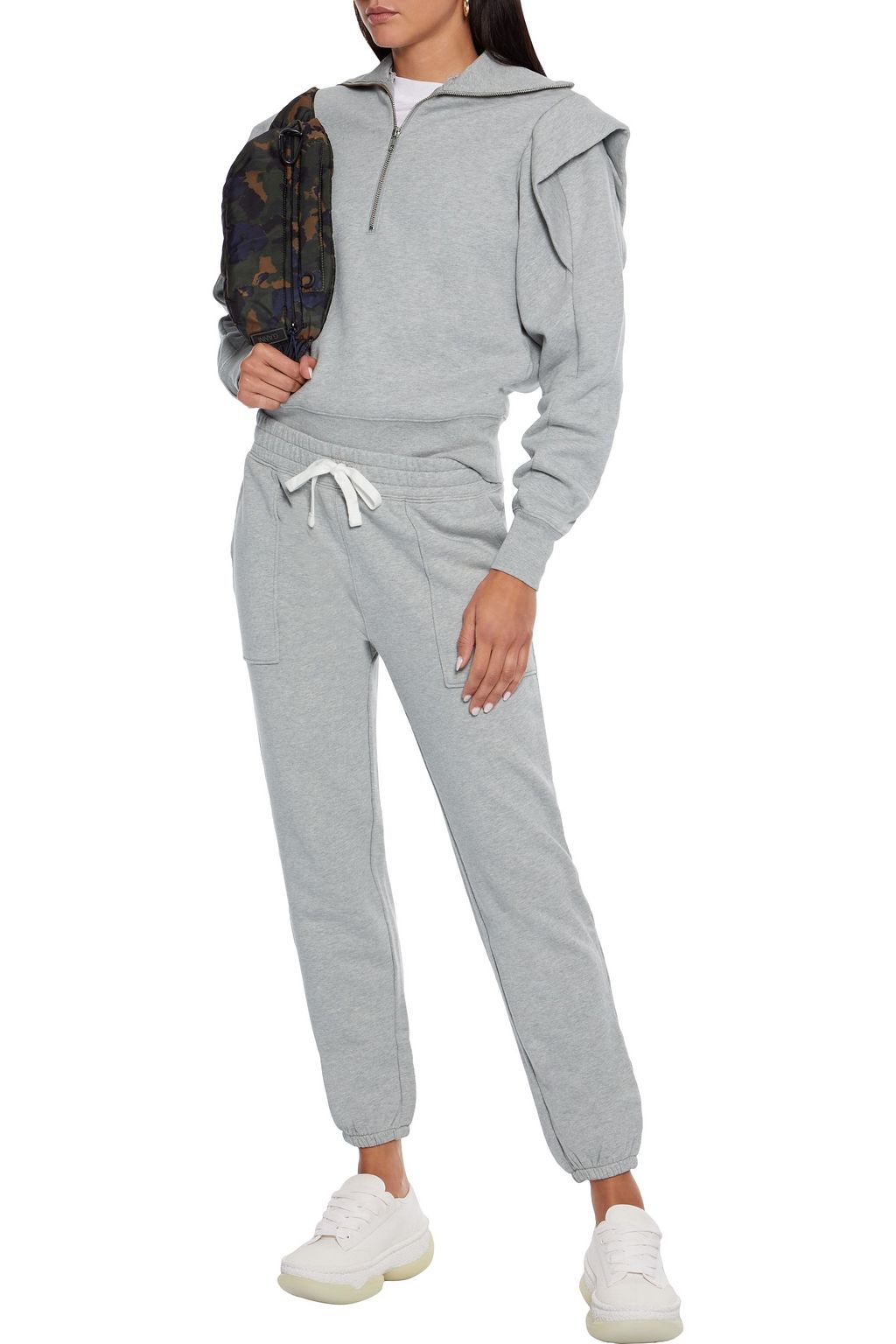 FRAME Sporty Zip cotton-blend fleece sweatshirt