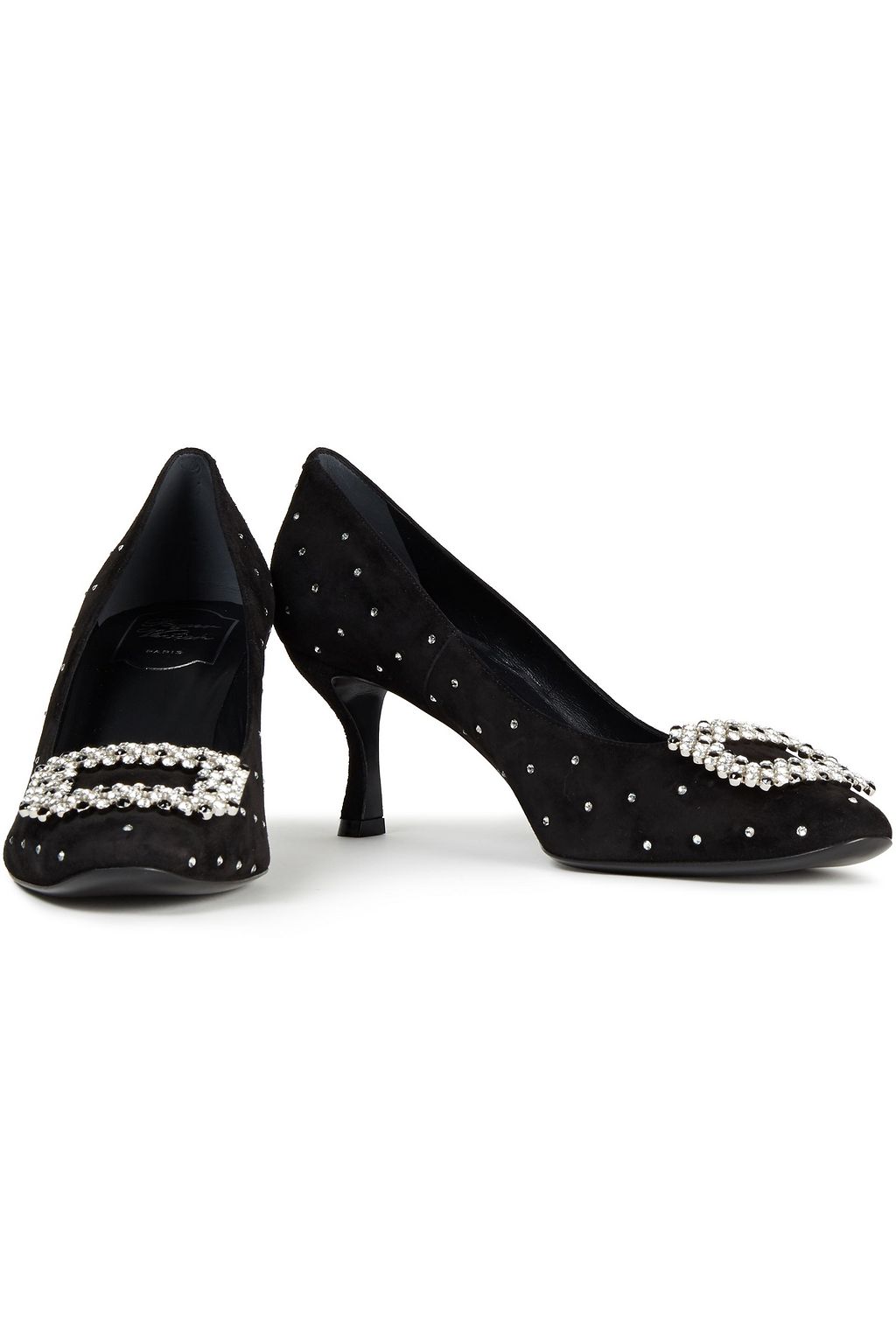 ROGER VIVIER Vertigo Diadem embellished suede pumps
