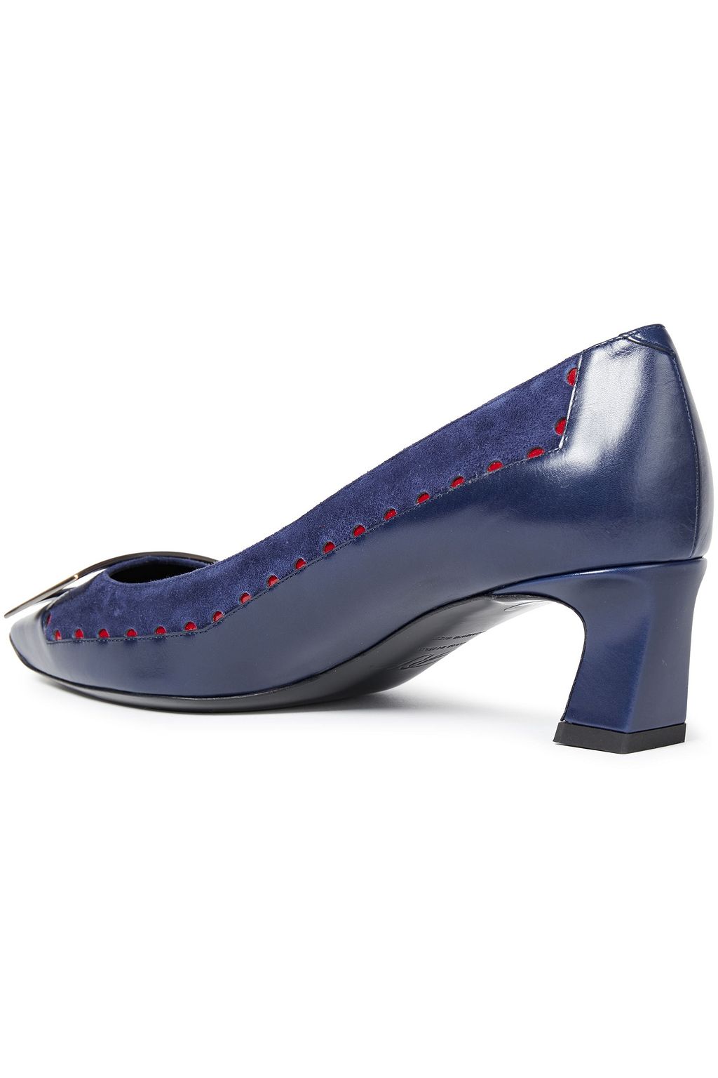 ROGER VIVIER Belle Vivier Trompette leather and laser-cut suede pumps